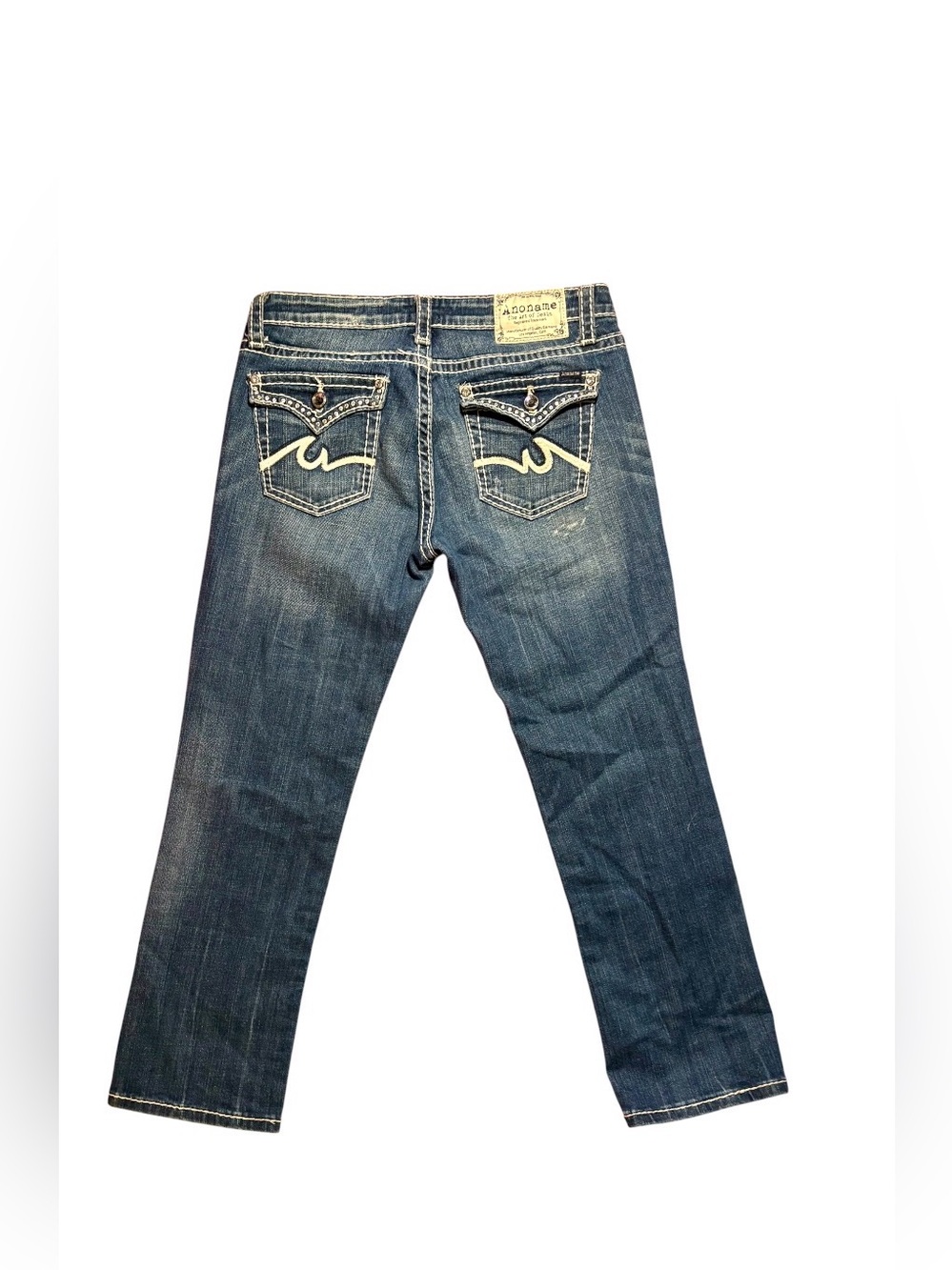 Anoname Embroidered embelished Denim Jeans Pocket Detail cut off jeans/capri